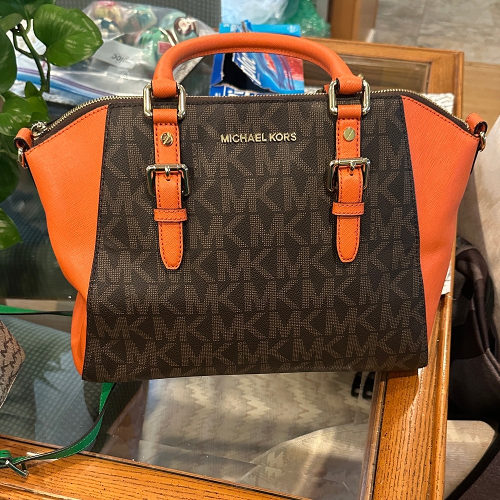 Michael Kors Black and Orange Satchel